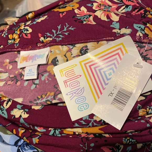 LuLaroe Burgundy (Purple) / Mustard Floral Maxi Skirt  XL - Picture 5 of 5